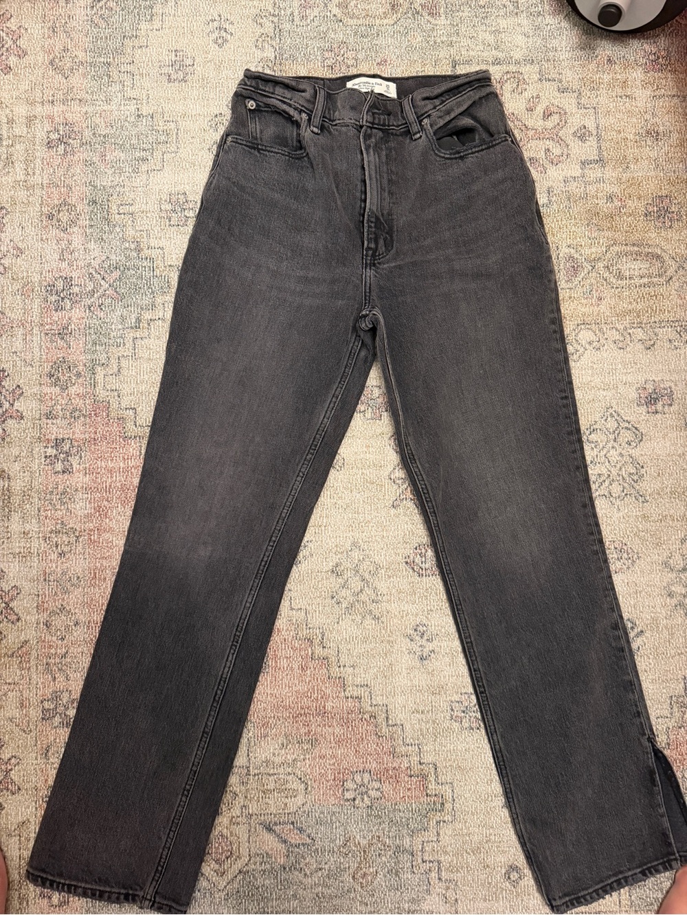 Abercrombie Women's Size 25 / 0 Regular Washed Black Split Vent Straight Jeans
